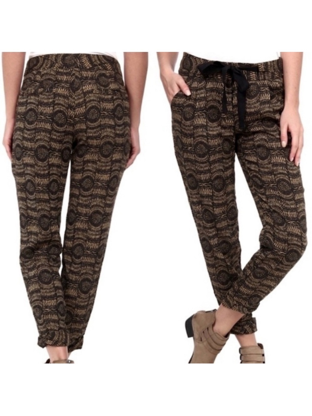 Free People Batik Printed Linen Blend Joggers Size 4 Women